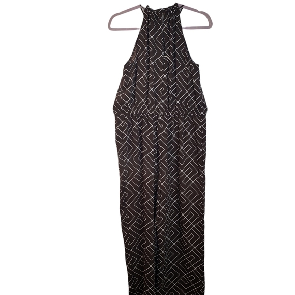 Worthington Geomatic Print  Dressy Palazzo LG Brown  Women's Jumpsuit Size S - Picture 2 of 6